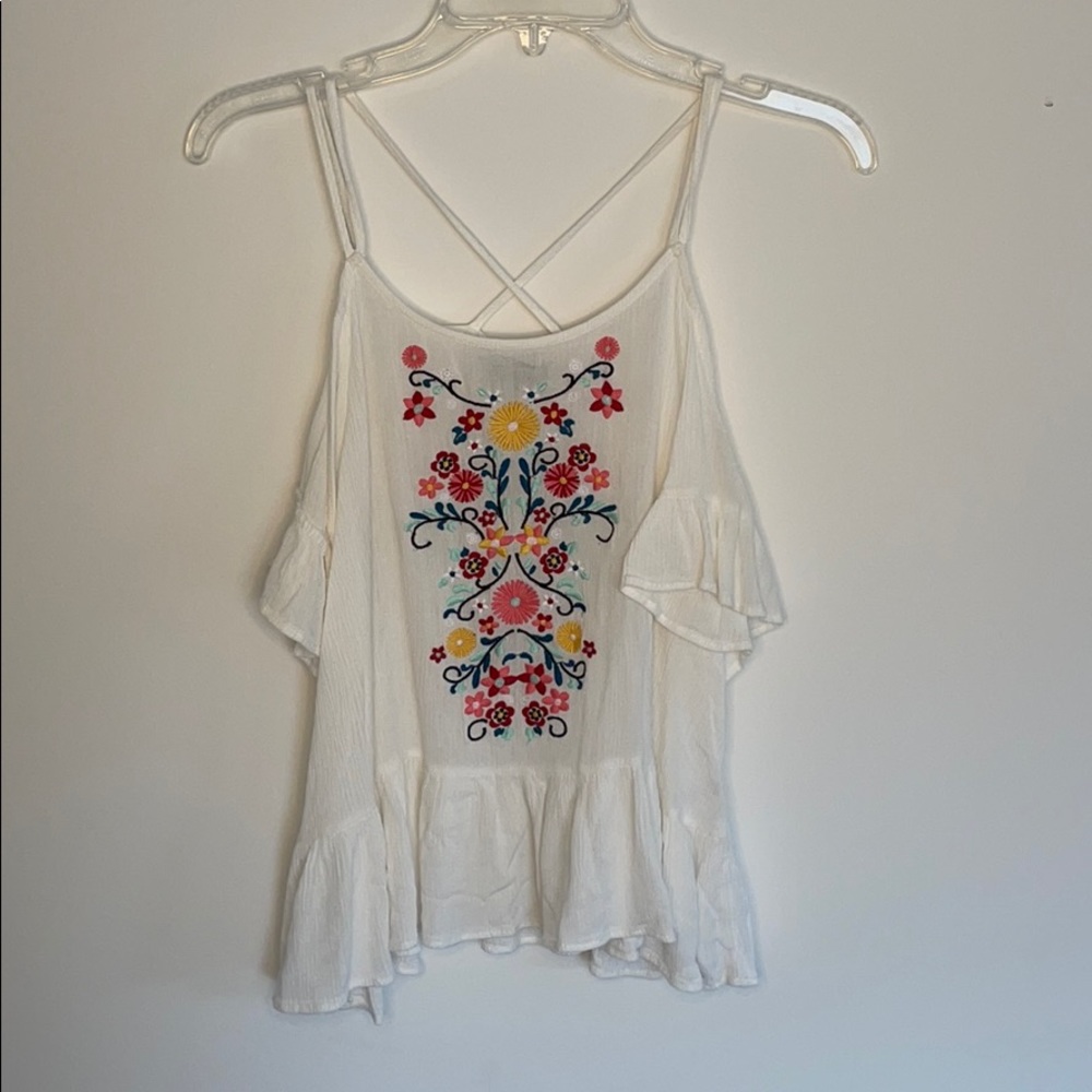 Off the shoulder embroidered top